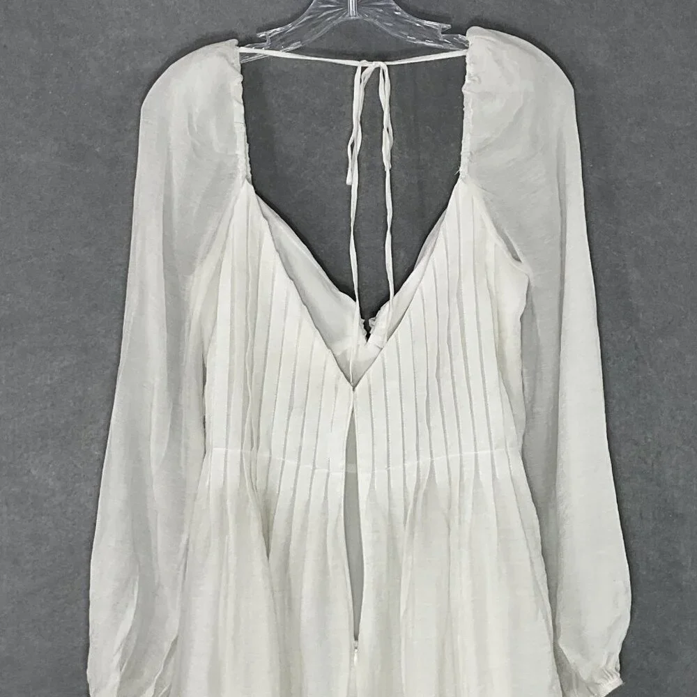 Astr the Label Dress Womens Sz M Off‎ White FLowy Semi Sheer Fairy Angelcore